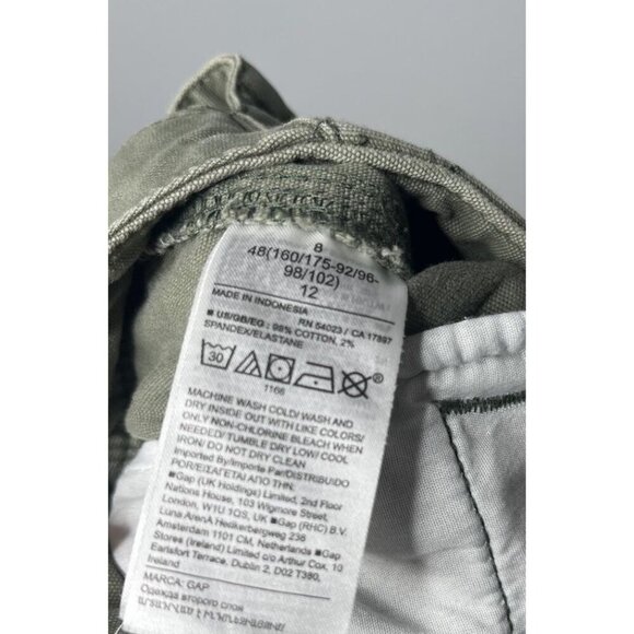 Gap High Rise Wide-Leg Button Fly Pants Green Cotton Stretch Utility Women's 8 - Picture 5 of 7